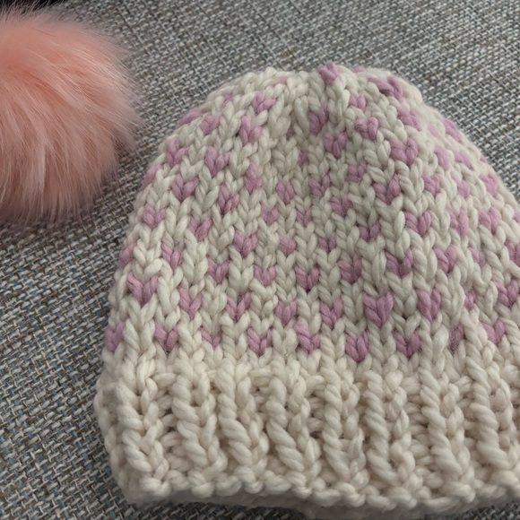 Handmade Knitted Toddler Hats removable faux fur Pom poms - Picture 2 of 7